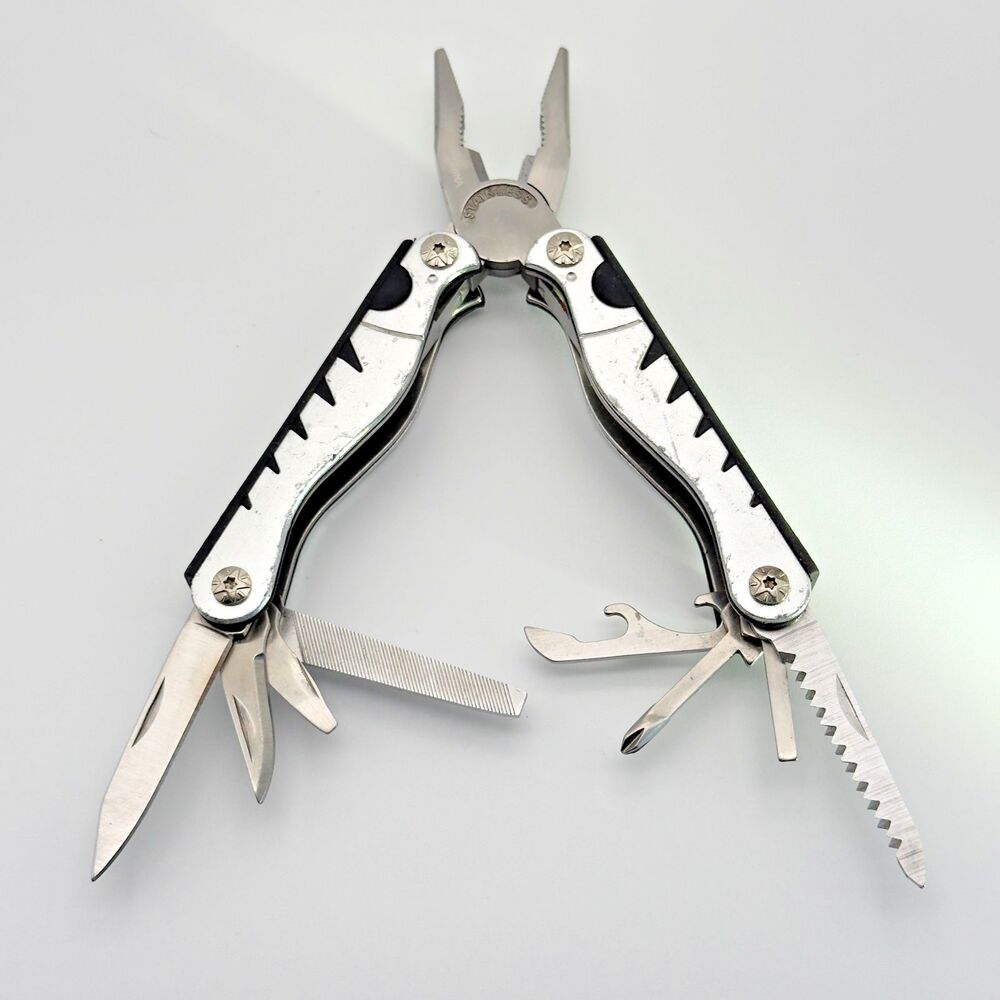 Pocket Multi-Tool Pliers Knife Saw Screwdriver File EDC Everyday Carry Silver
